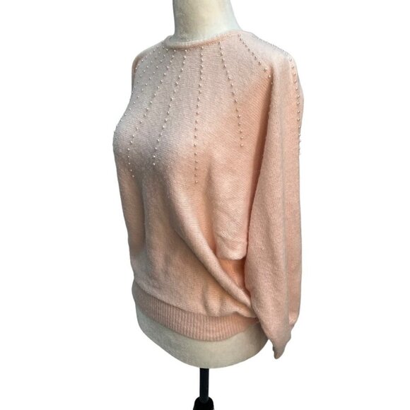 Vintage Pink Batwing Y2K Pearl Embellished Sweater Size S/M - Picture 4 of 11